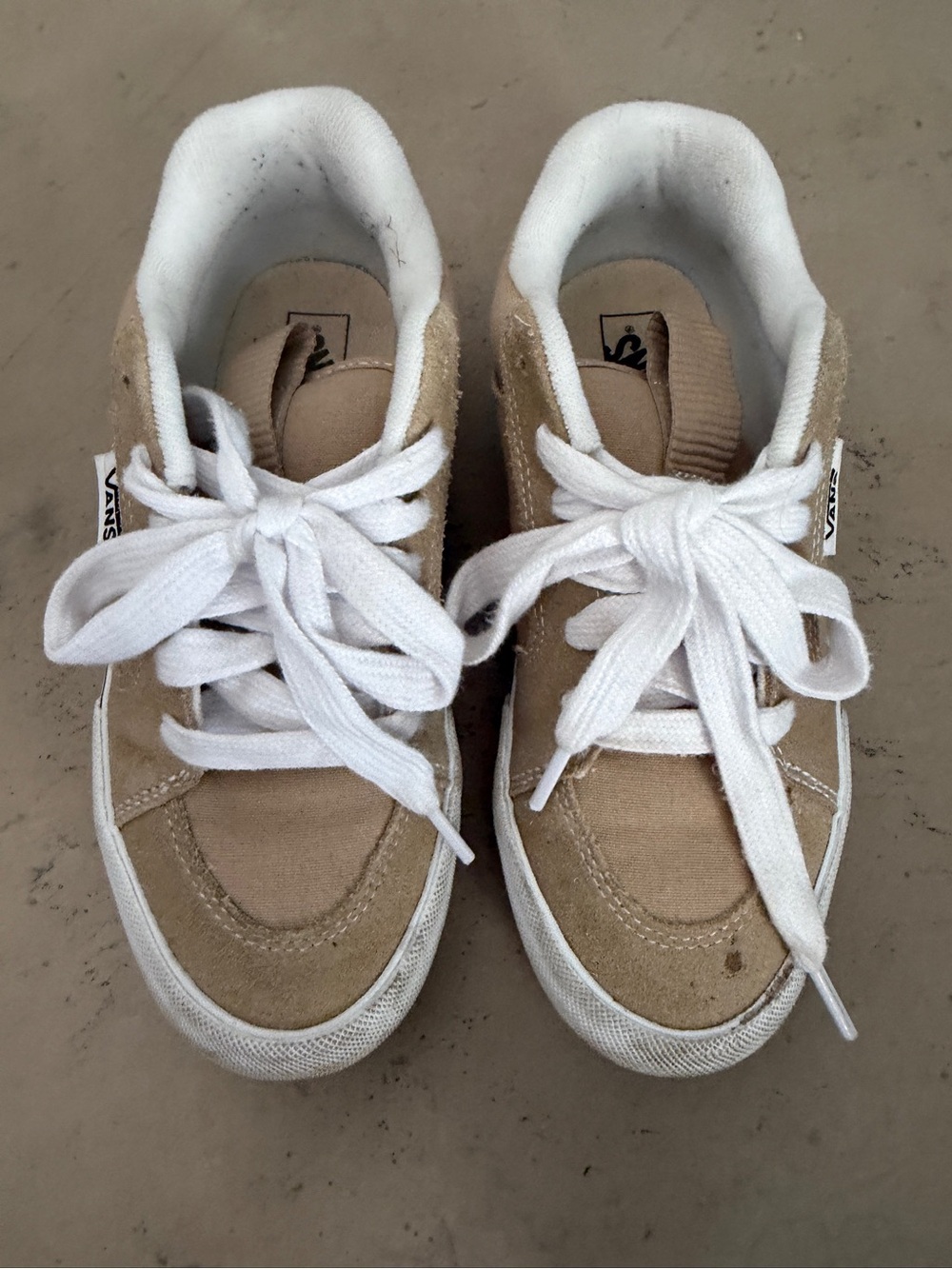 Vans Kids Tan Canvas & Suede Sneakers with White Laces